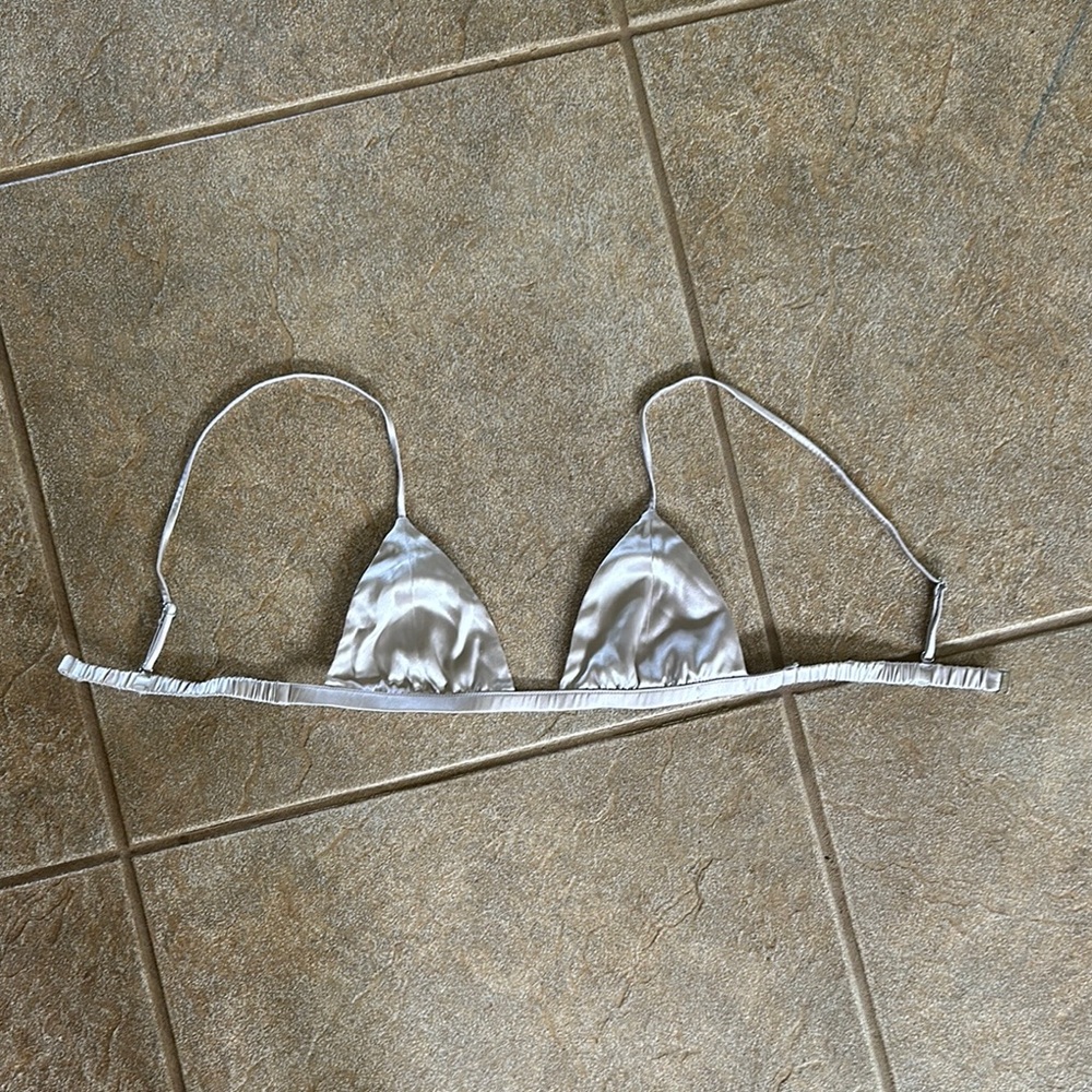 Fleur du Mal Silver Silk Bralette